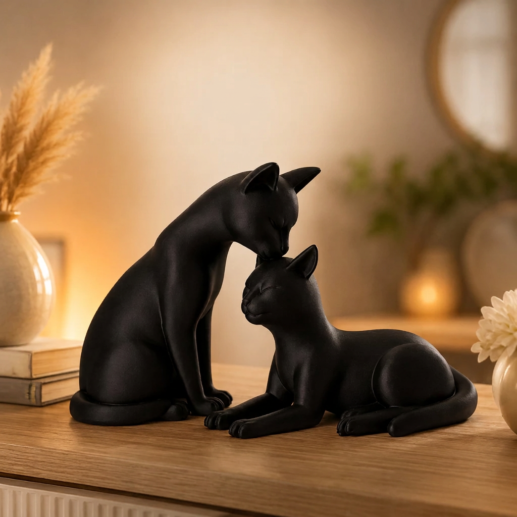 Esculturas decorativas de gatos pretos